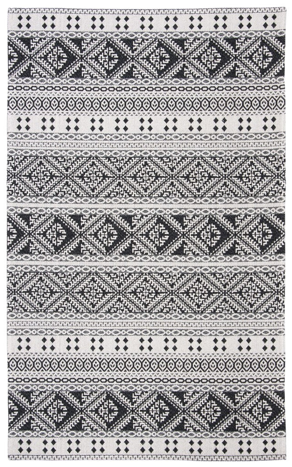 Augustine 400 Augustine 445  Power Loomed 65.3%Coton,27.4%Polyester, 7.3%Viscose Rug Black / Cream