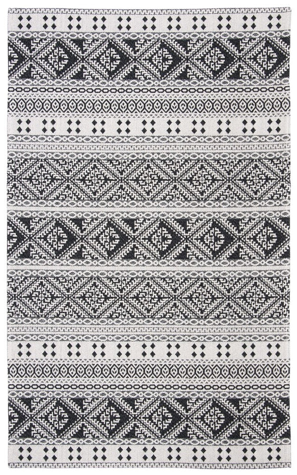 Augustine 400 Augustine 445  Power Loomed 65.3%Coton,27.4%Polyester, 7.3%Viscose Rug Black / Cream
