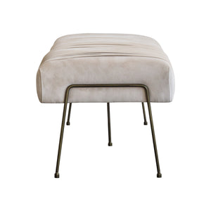 Merritt Velvet Pleated Bench in Dulce Sand - Luxurious Design with Deep Bronze Legs, Fully Assembled