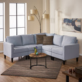 Zahra Light Grey Fabric Sectional Couch