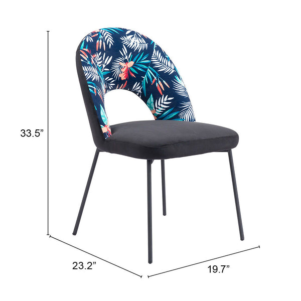 Zuo Modern Merion 100% Polyester, Plywood, Steel Modern Commercial Grade Dining Chair Set - Set of 2 Multicolor, Black 100% Polyester, Plywood, Steel