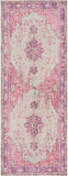 Antioch AIC-2305 Traditional Polyester Rug AIC2305-3710 Bright Pink, Light Gray, Lavender, Dark Purple, Medium Gray, Bright Yellow, Saffron 100% Polyester 2'11" x 7'10"