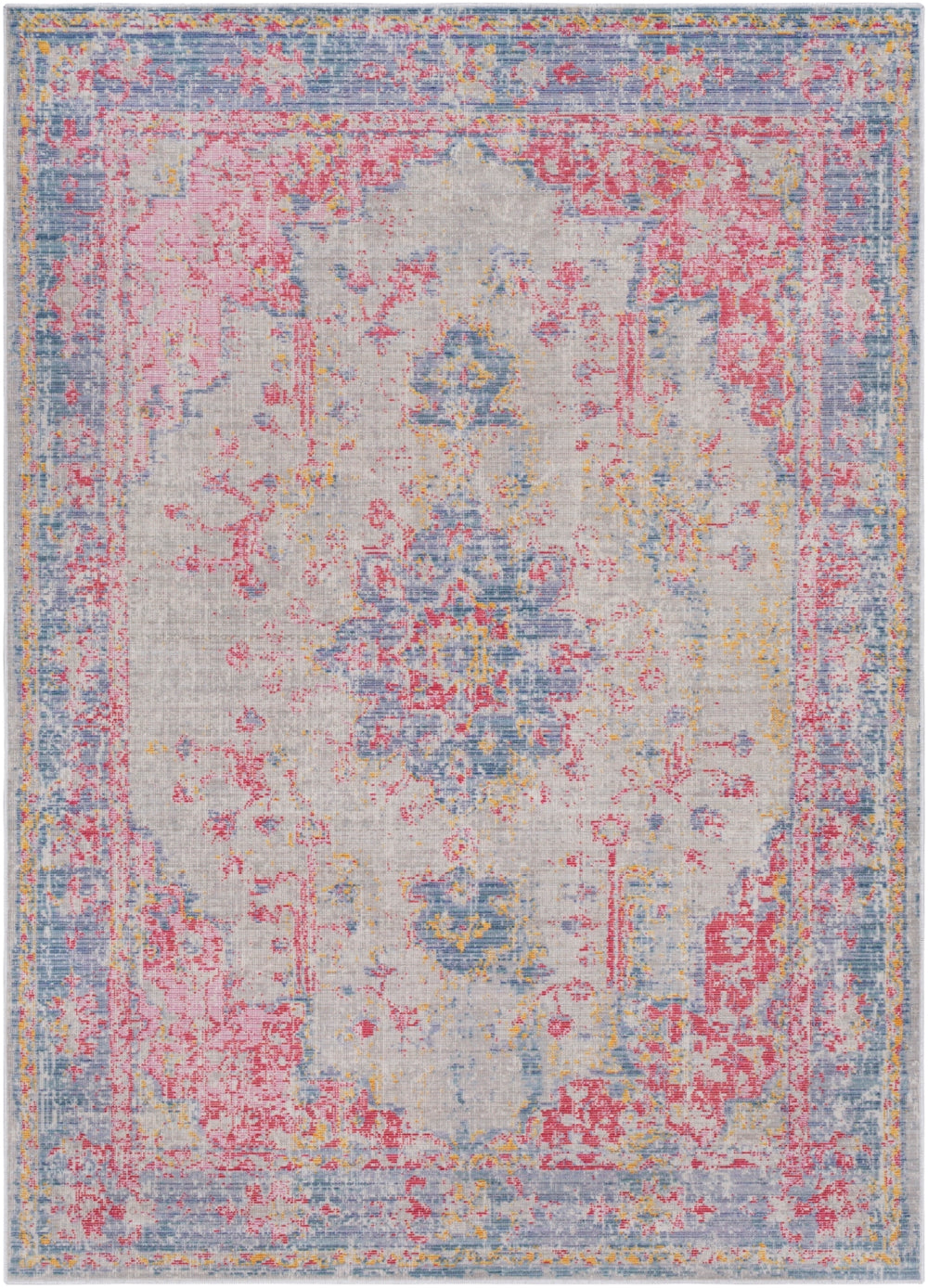 Antioch AIC-2306 Traditional Polyester Rug AIC2306-913 Violet, Bright Pink, Garnet, Medium Gray, Lavender, Bright Yellow, Seafoam 100% Polyester 9' x 12'10"