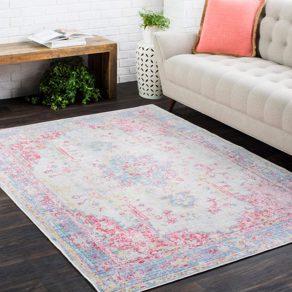Antioch AIC-2306 Traditional Polyester Rug AIC2306-913 Violet, Bright Pink, Garnet, Medium Gray, Lavender, Bright Yellow, Seafoam 100% Polyester 9' x 12'10"