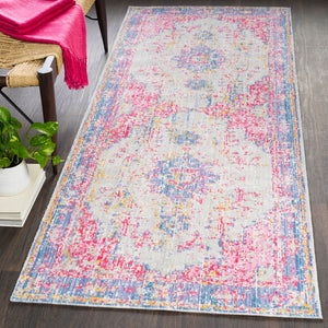 Antioch AIC-2306 Traditional Polyester Rug AIC2306-3710 Violet, Bright Pink, Garnet, Medium Gray, Lavender, Bright Yellow, Seafoam 100% Polyester 2'11" x 7'10"