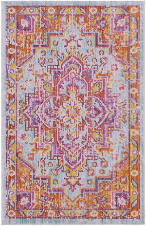 Antioch AIC-2317 Traditional Polyester Rug AIC2317-913 Lavender, Dark Purple, Seafoam, Saffron, Bright Yellow, White, Garnet 100% Polyester 9' x 12'10"