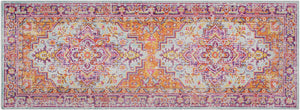 Antioch AIC-2317 Traditional Polyester Rug AIC2317-3710 Lavender, Dark Purple, Seafoam, Saffron, Bright Yellow, White, Garnet 100% Polyester 2'11" x 7'10"