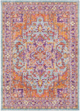 Antioch AIC-2317 Traditional Polyester Rug AIC2317-5373 Lavender, Dark Purple, Seafoam, Saffron, Bright Yellow, White, Garnet 100% Polyester 5'3" x 7'1"