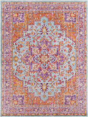 Antioch AIC-2317 Traditional Polyester Rug AIC2317-710106 Lavender, Dark Purple, Seafoam, Saffron, Bright Yellow, White, Garnet 100% Polyester 7'10" x 10'3"