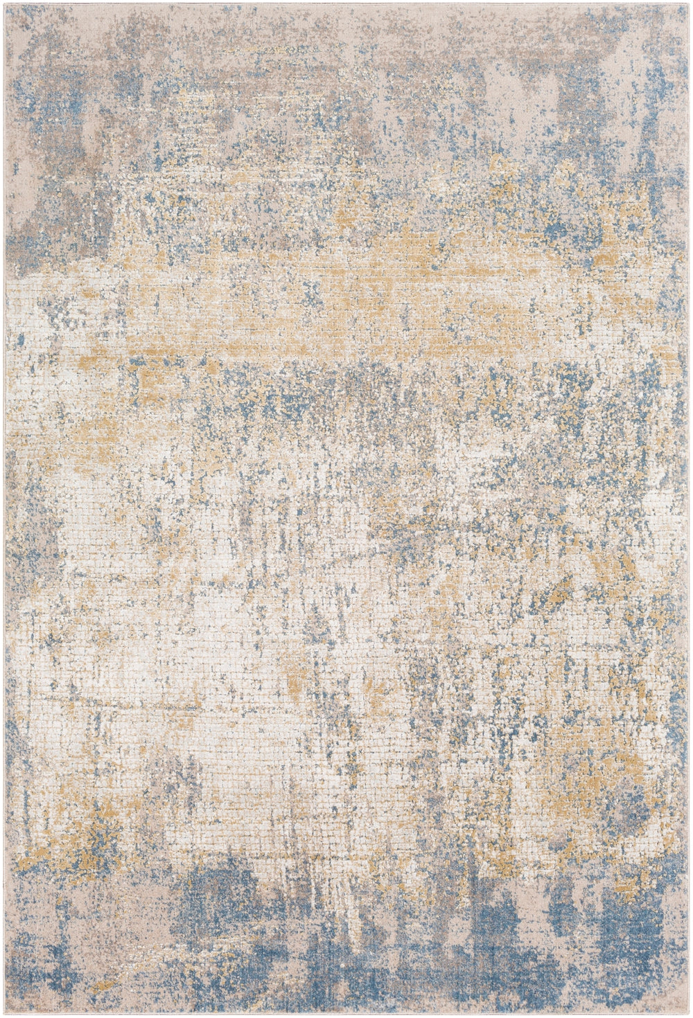 Aisha AIS-2300 Modern Viscose, Polyester Rug AIS2300-93123 Sky Blue, Camel, Taupe, Mustard 70% Viscose, 30% Polyester 9' x 12'3"