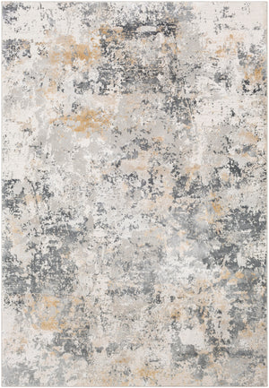 Aisha AIS-2303 Modern Viscose, Polyester Rug AIS2303-93123 Charcoal, Medium Gray, Light Gray, Mustard 70% Viscose, 30% Polyester 9' x 12'3"