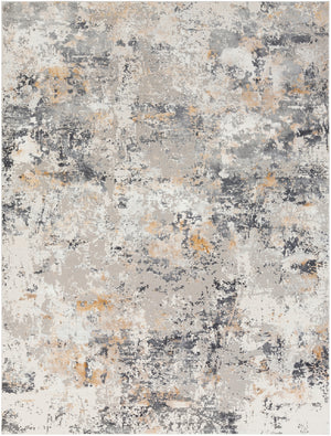 Aisha AIS-2303 Modern Viscose, Polyester Rug AIS2303-710103 Charcoal, Medium Gray, Light Gray, Mustard 70% Viscose, 30% Polyester 7'10" x 10'3"