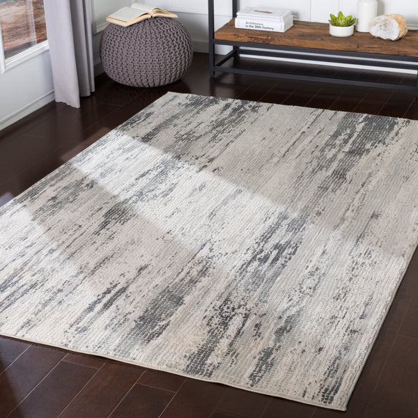 Aisha AIS-2304 Modern Viscose, Polyester Rug AIS2304-93123 Medium Gray, Charcoal, Light Gray, White 70% Viscose, 30% Polyester 9' x 12'3"