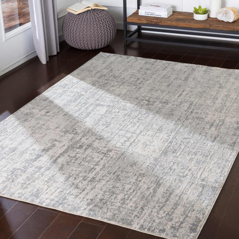 Aisha AIS-2305 Modern Viscose, Polyester Rug AIS2305-93123 Light Gray, Medium Gray, White 70% Viscose, 30% Polyester 9' x 12'3"