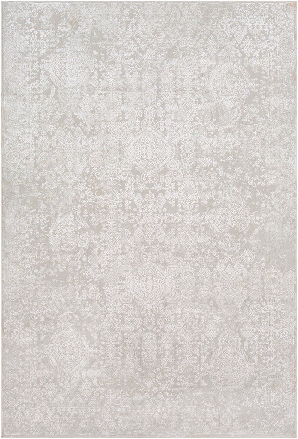 Aisha AIS-2306 Traditional Viscose, Polyester Rug AIS2306-93123 Light Gray, White 70% Viscose, 30% Polyester 9' x 12'3"