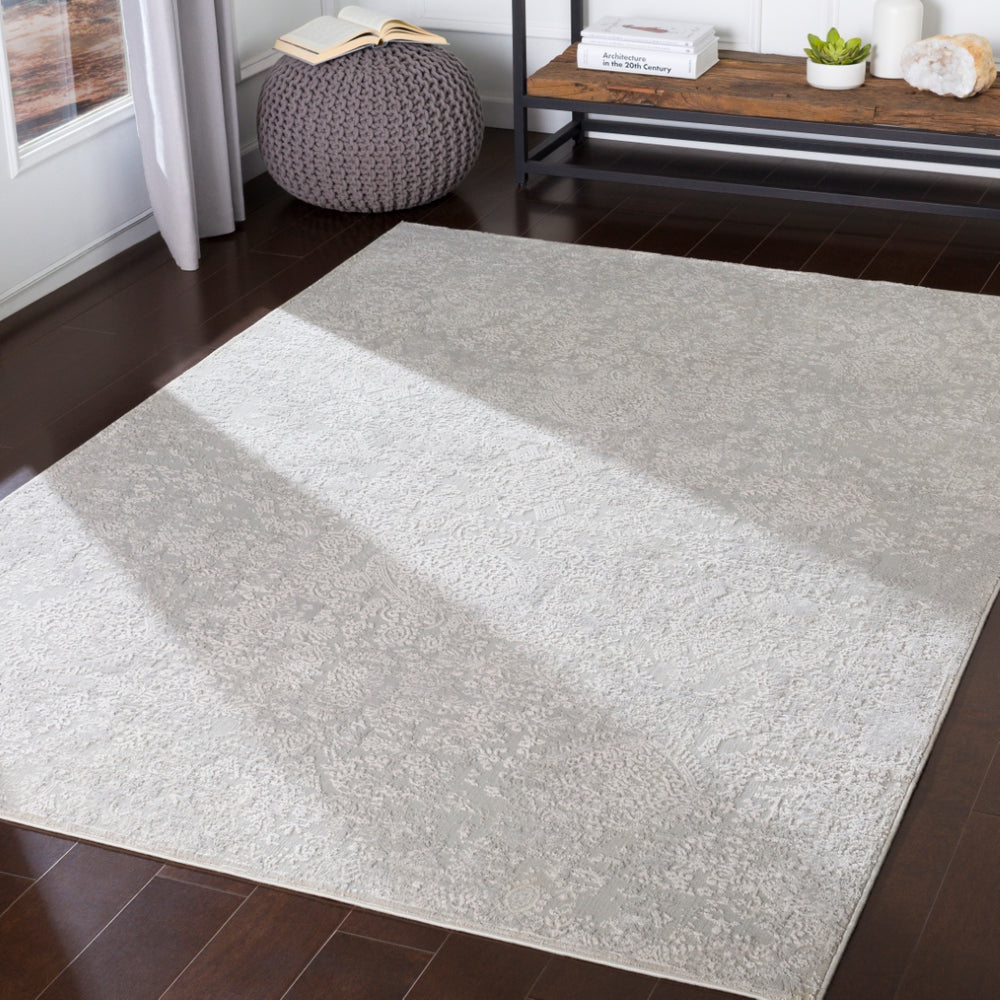 Aisha AIS-2306 Traditional Viscose, Polyester Rug AIS2306-93123 Light Gray, White 70% Viscose, 30% Polyester 9' x 12'3"