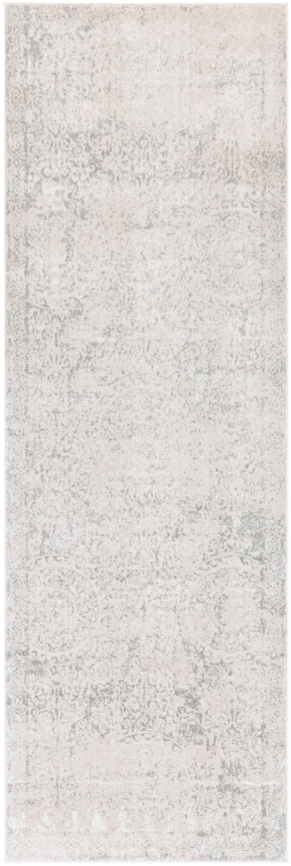 Aisha AIS-2307 Traditional Viscose, Polyester Rug AIS2307-2777 Light Gray, White 70% Viscose, 30% Polyester 2'7" x 7'7"