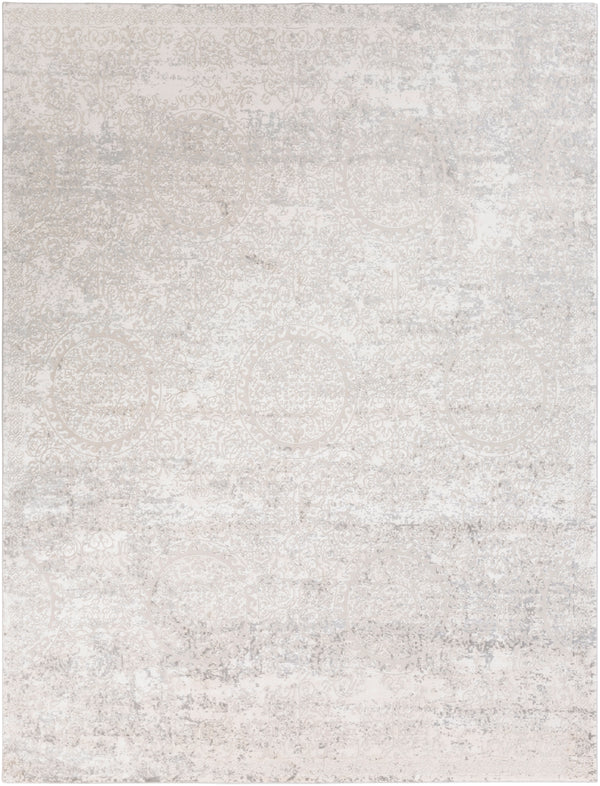 Aisha AIS-2307 Traditional Viscose, Polyester Rug AIS2307-710103 Light Gray, White 70% Viscose, 30% Polyester 7'10" x 10'3"