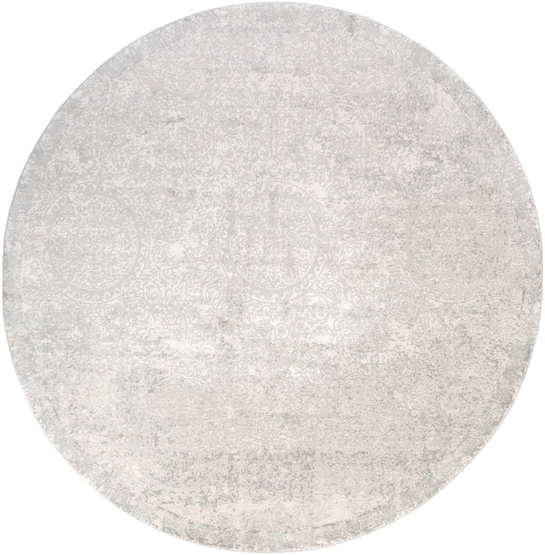 Aisha AIS-2307 Traditional Viscose, Polyester Rug AIS2307-710RD Light Gray, White 70% Viscose, 30% Polyester 7'10" Round