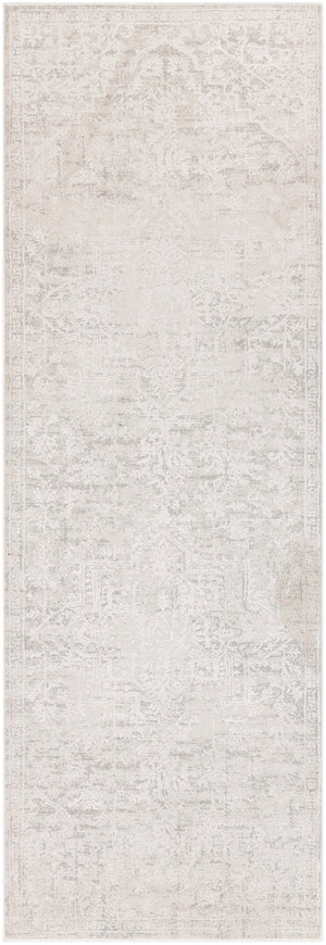 Aisha AIS-2309 Traditional Viscose, Polyester Rug AIS2309-2777 Medium Gray, White 70% Viscose, 30% Polyester 2'7" x 7'7"