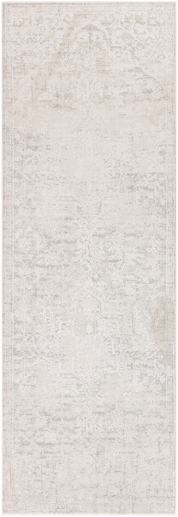 Aisha AIS-2309 Traditional Viscose, Polyester Rug AIS2309-2777 Medium Gray, White 70% Viscose, 30% Polyester 2'7" x 7'7"