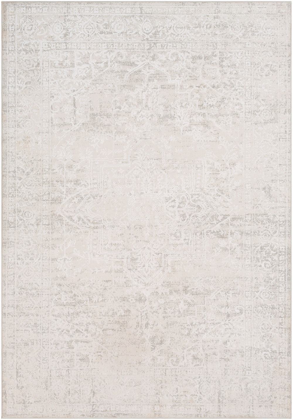 Aisha AIS-2309 Traditional Viscose, Polyester Rug AIS2309-93123 Medium Gray, White 70% Viscose, 30% Polyester 9' x 12'3"
