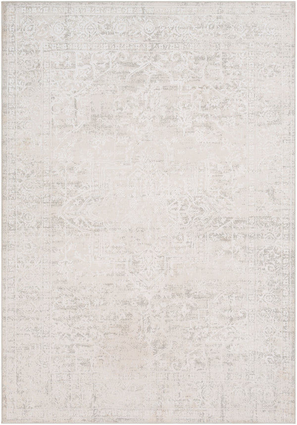 Aisha AIS-2309 Traditional Viscose, Polyester Rug AIS2309-93123 Medium Gray, White 70% Viscose, 30% Polyester 9' x 12'3"