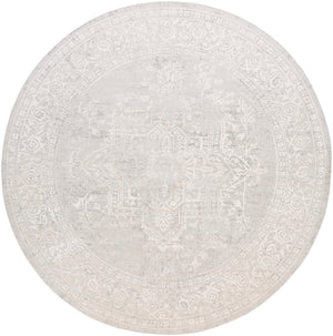 Aisha AIS-2309 Traditional Viscose, Polyester Rug AIS2309-710RD Medium Gray, White 70% Viscose, 30% Polyester 7'10" Round