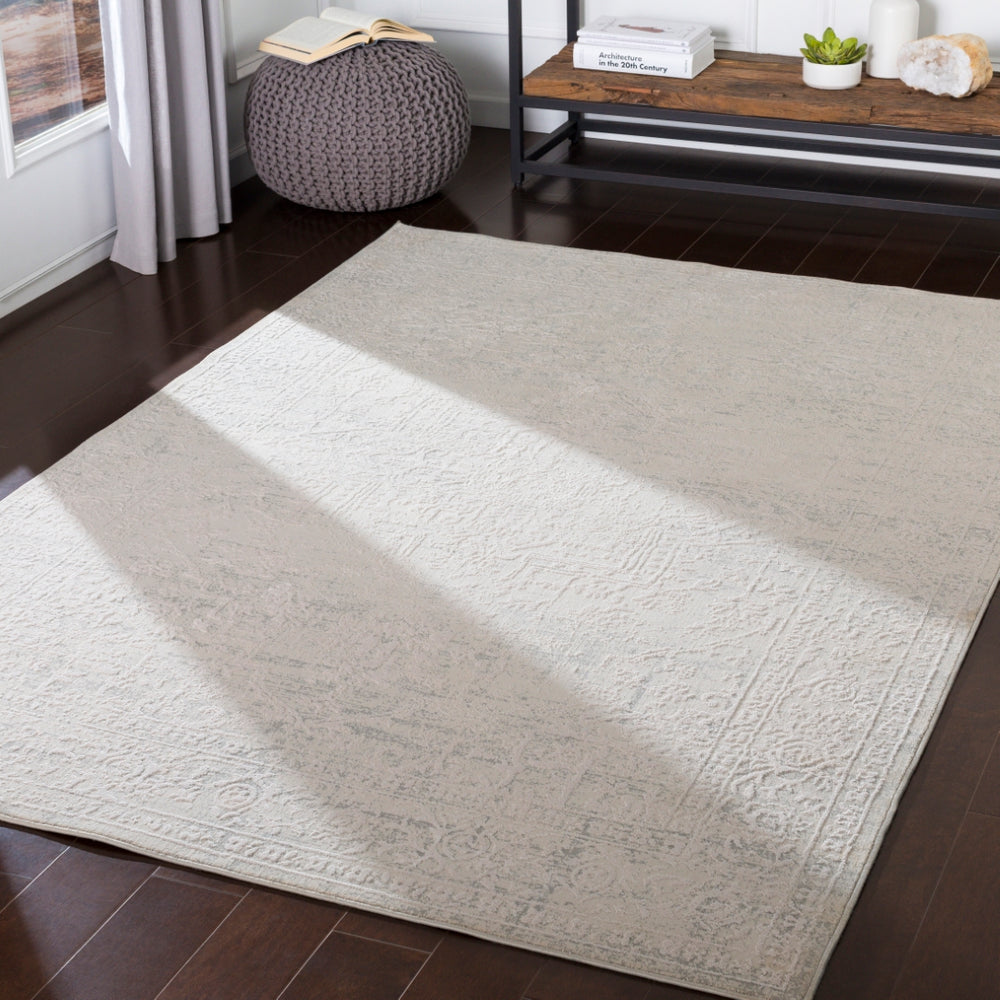Aisha AIS-2309 Traditional Viscose, Polyester Rug AIS2309-93123 Medium Gray, White 70% Viscose, 30% Polyester 9' x 12'3"