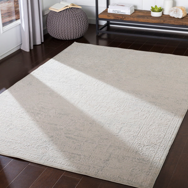 Aisha AIS-2309 Traditional Viscose, Polyester Rug AIS2309-93123 Medium Gray, White 70% Viscose, 30% Polyester 9' x 12'3"