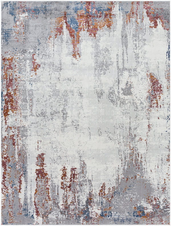 Aisha AIS-2315 Modern Polyester Rug AIS2315-710103 Charcoal, Light Gray, Bright Purple, Mustard, Medium Gray, White, Brick 100% Polyester 7'10" x 10'3"