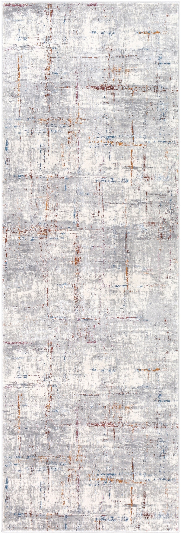 Aisha AIS-2317 Modern Polyester Rug AIS2317-2777 Medium Gray, Taupe, Charcoal, Dark Blue, Ivory, Burgundy, Burnt Orange 100% Polyester 2'7" x 7'7"