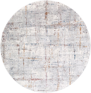 Aisha AIS-2317 Modern Polyester Rug AIS2317-710RD Medium Gray, Taupe, Charcoal, Dark Blue, Ivory, Burgundy, Burnt Orange 100% Polyester 7'10" Round