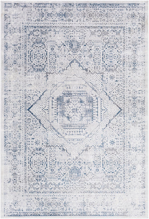 Aisha AIS-2318 Traditional Polyester Rug AIS2318-9123 Charcoal, Taupe, Ivory, Dark Blue 100% Polyester 9' x 12'3"