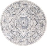 Aisha AIS-2318 Traditional Polyester Rug AIS2318-710RD Charcoal, Taupe, Ivory, Dark Blue 100% Polyester 7'10" Round
