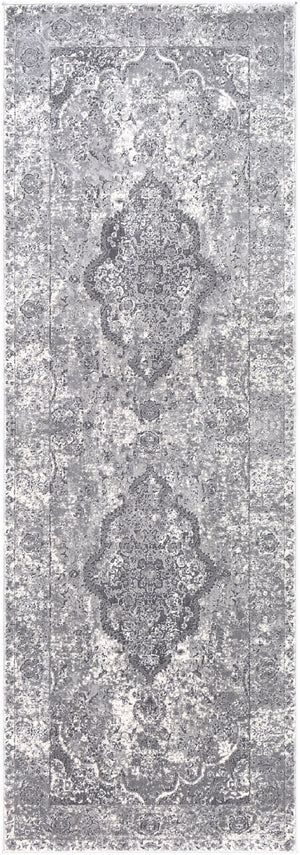 Aisha AIS-2319 Traditional Polyester Rug AIS2319-2777 Medium Gray, Taupe, Charcoal, Ivory 100% Polyester 2'7" x 7'7"