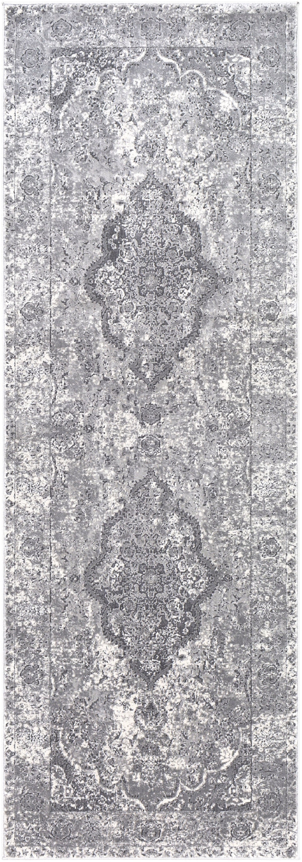 Aisha AIS-2319 Traditional Polyester Rug AIS2319-2777 Medium Gray, Taupe, Charcoal, Ivory 100% Polyester 2'7" x 7'7"
