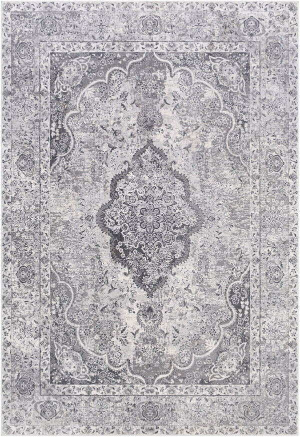 Aisha AIS-2319 Traditional Polyester Rug AIS2319-9123 Medium Gray, Taupe, Charcoal, Ivory 100% Polyester 9' x 12'3"