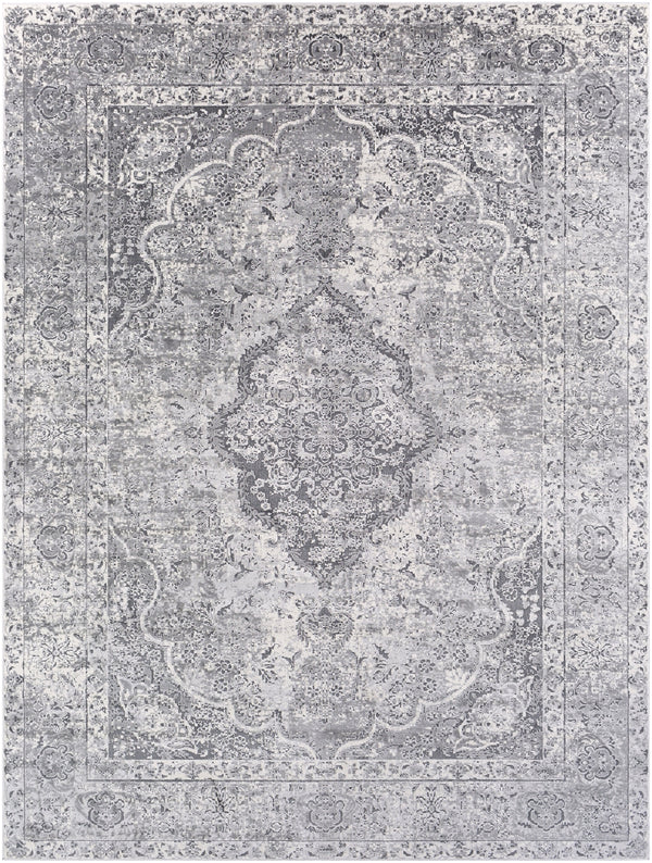 Aisha AIS-2319 Traditional Polyester Rug AIS2319-710103 Medium Gray, Taupe, Charcoal, Ivory 100% Polyester 7'10" x 10'3"