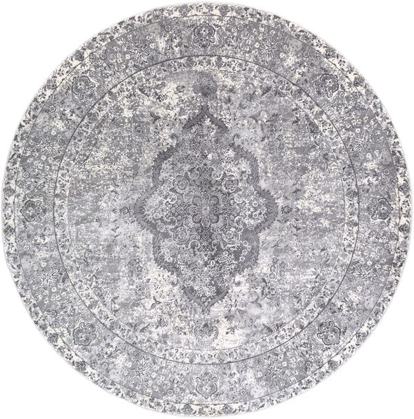 Aisha AIS-2319 Traditional Polyester Rug AIS2319-710RD Medium Gray, Taupe, Charcoal, Ivory 100% Polyester 7'10" Round