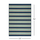 Noble House Ronan  Indoor/ Outdoor Geometric 5 x 8 Area Rug, Blue and Ivory