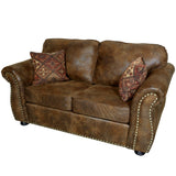 Porter Designs Elk River Leather-Look & Nail Head Transitional Loveseat Brown 01-33C-02-975