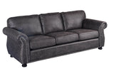 Porter Designs Elk River Leather-Look & Nail Head Transitional Sofa Gray 01-33C-01-9702A