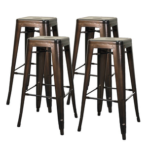 Metropolis Backless Bar Stool Set of 4 - Stylish Metal Design for Indoor and Outdoor Use