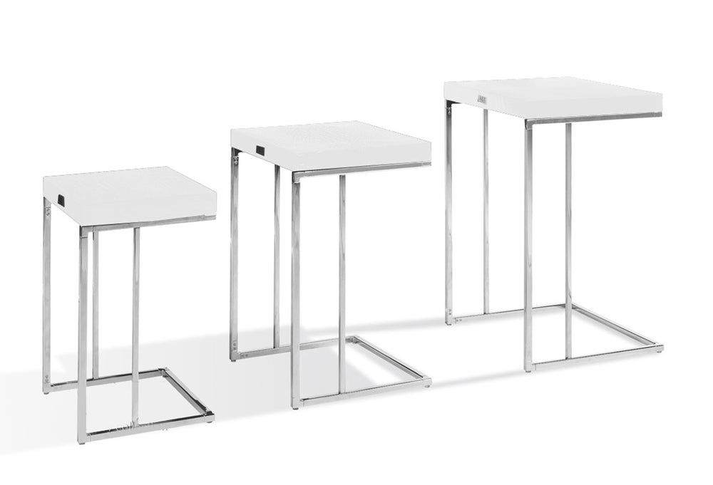 VIG Furniture A&X Amelia - Modern White Crocodile Lacquer Nesting Table Set VGUNAK855-35