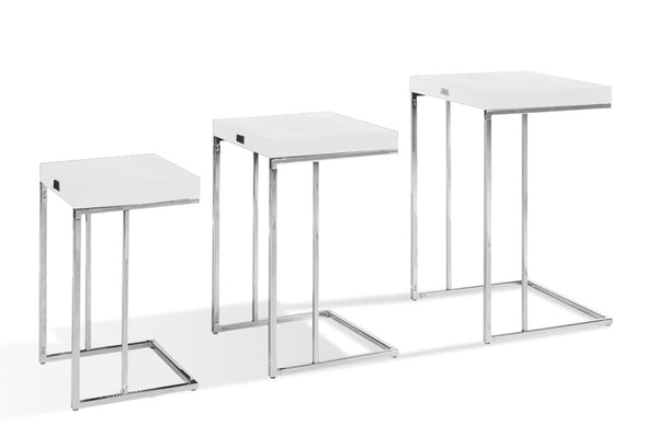 VIG Furniture A&X Amelia - Modern White Crocodile Lacquer Nesting Table Set VGUNAK855-35