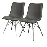Blaine Leatherette Chair Stainless Steel Legs - Set of 2