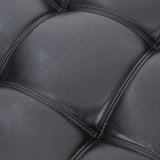 Harlar Contemporary Faux Leather Tufted 3 Seater Sofa and Chaise Lounge Set, Midnight Black and Dark Brown Noble House