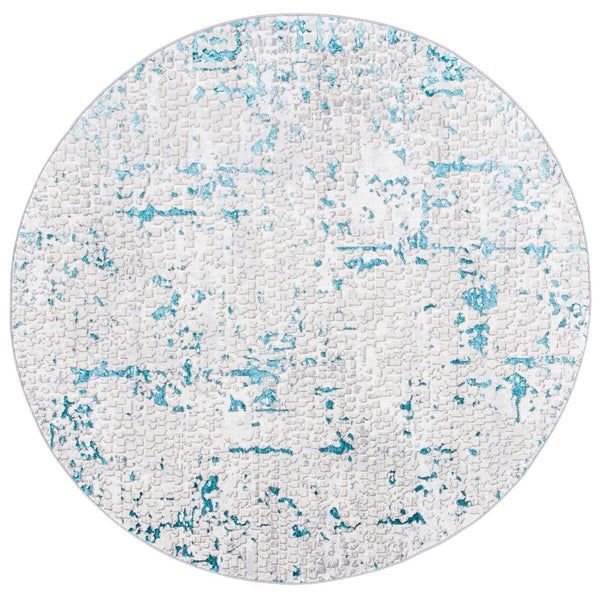 Amelia 254 Contemporary Power Loomed 50% Polypropylene + 50% Polyester Rug Grey / Turquoise