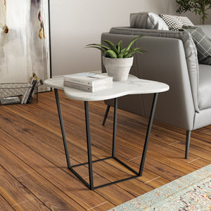 VIG Furniture Modrest Aleidy - White Marble + Black Metal End Table VGGMM-ET-1578-WHT-ET